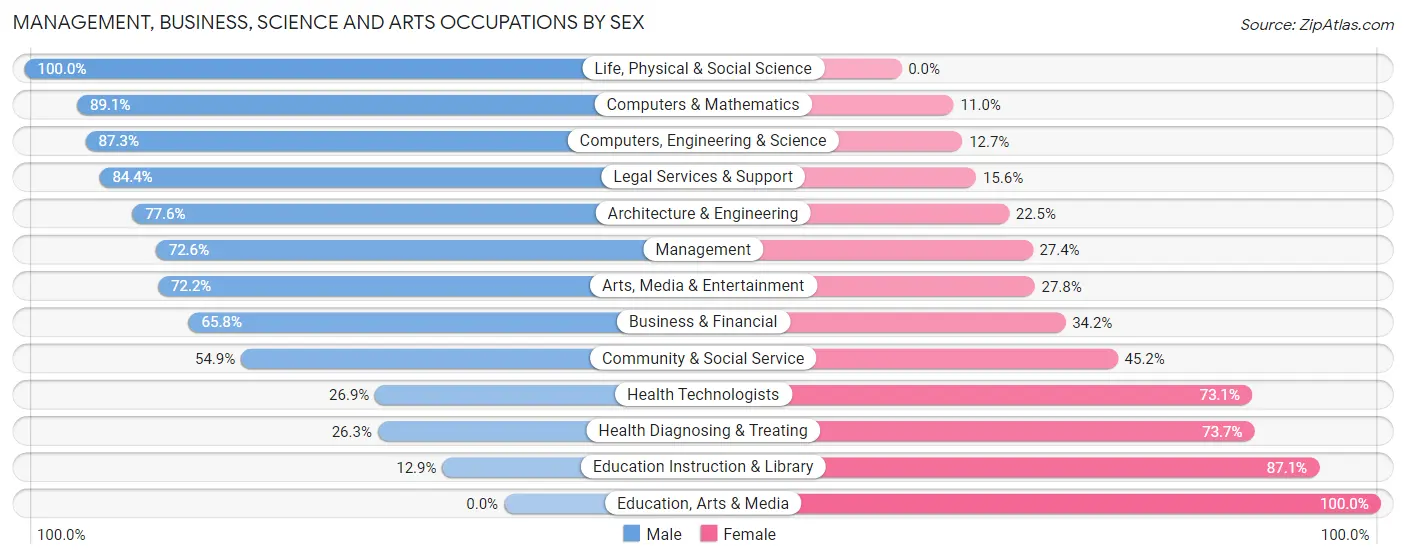 Management, Business, Science and Arts Occupations by Sex in St Pete Beach