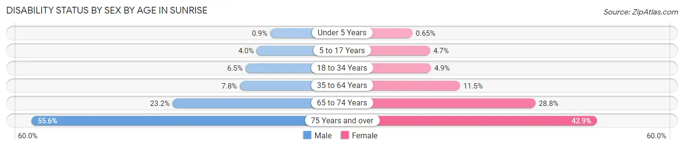 Disability Status by Sex by Age in Sunrise