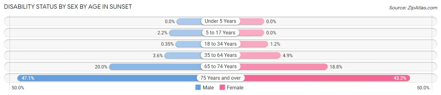 Disability Status by Sex by Age in Sunset