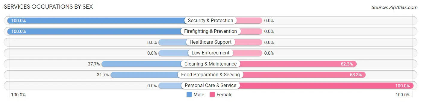 Services Occupations by Sex in Surfside