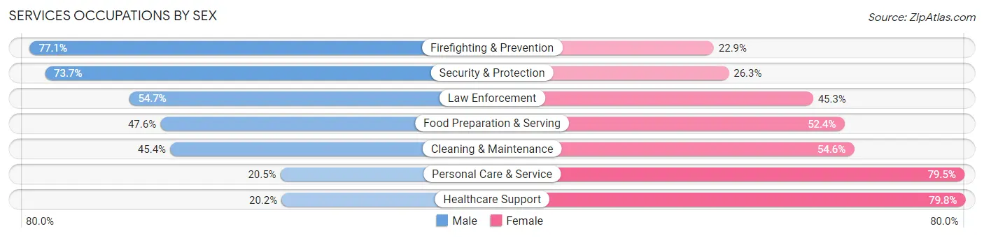 Services Occupations by Sex in Tamiami