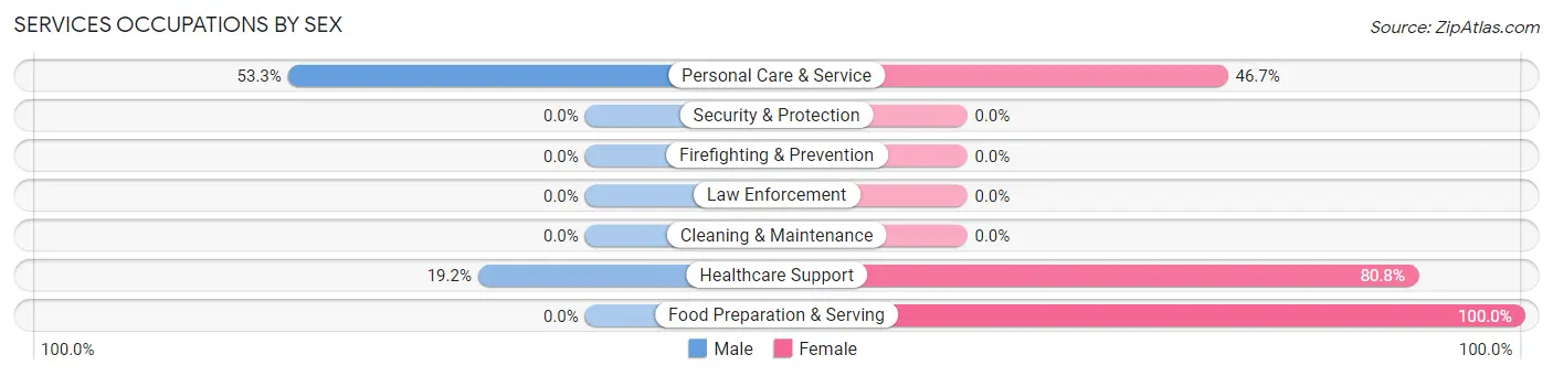 Services Occupations by Sex in The Meadows