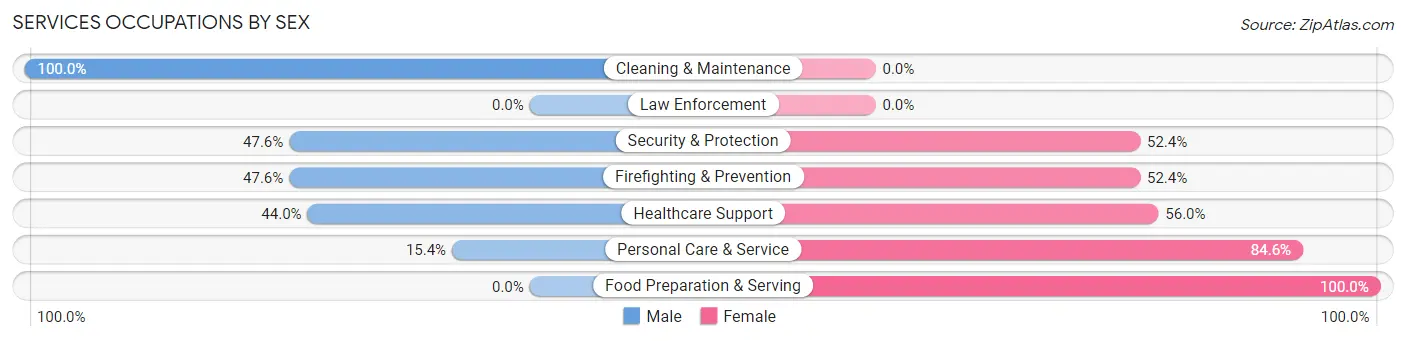 Services Occupations by Sex in Treasure Island