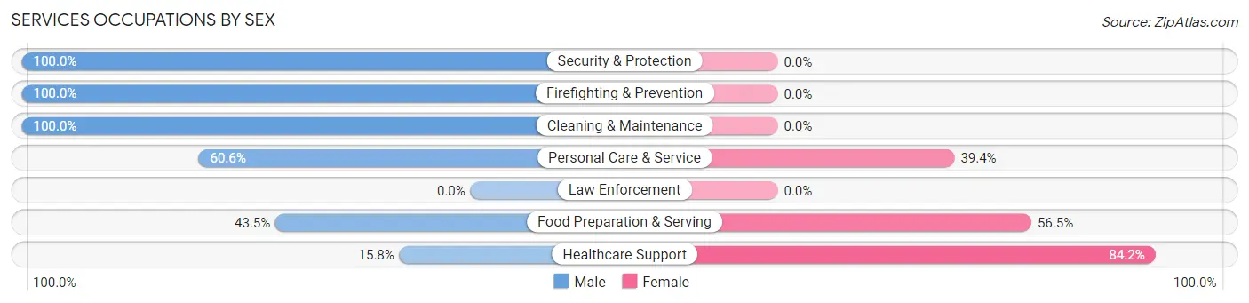 Services Occupations by Sex in Vero Lake Estates