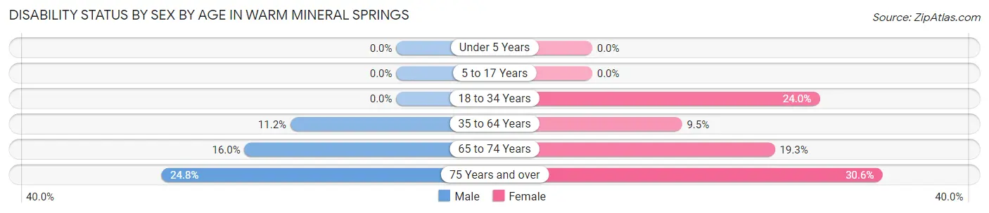 Disability Status by Sex by Age in Warm Mineral Springs