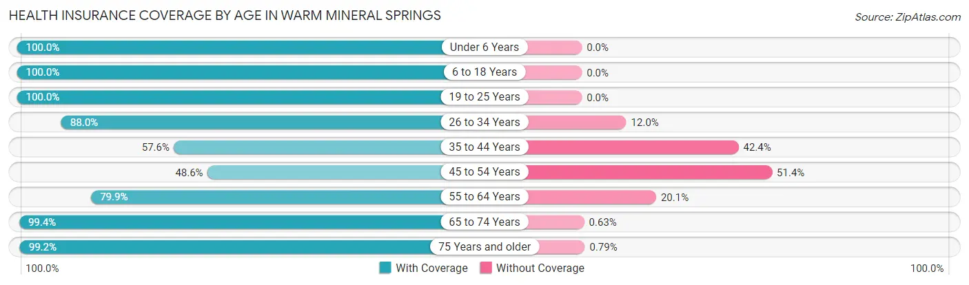 Health Insurance Coverage by Age in Warm Mineral Springs