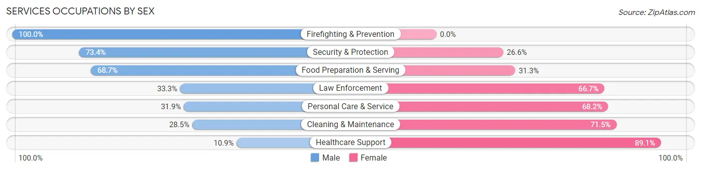 Services Occupations by Sex in Warrington