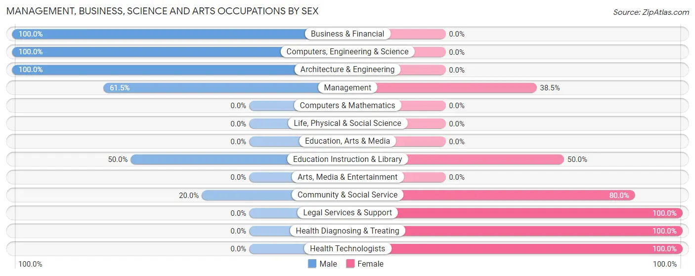 Management, Business, Science and Arts Occupations by Sex in Wausau