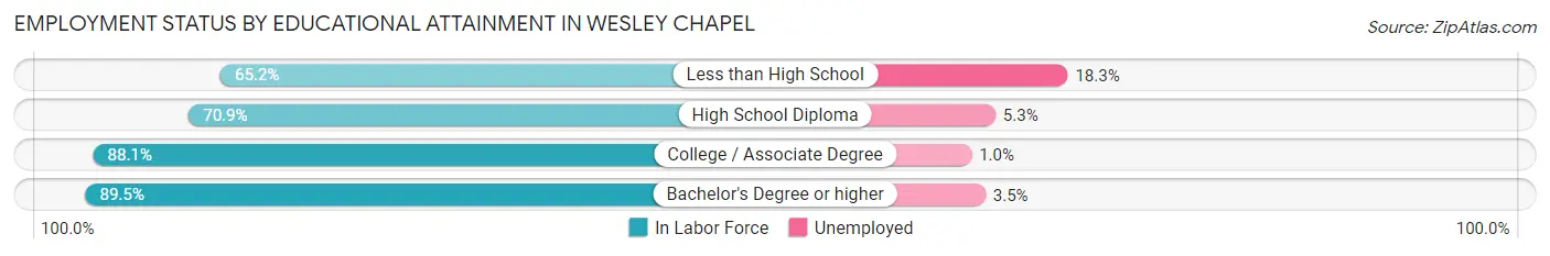 Employment Status by Educational Attainment in Wesley Chapel