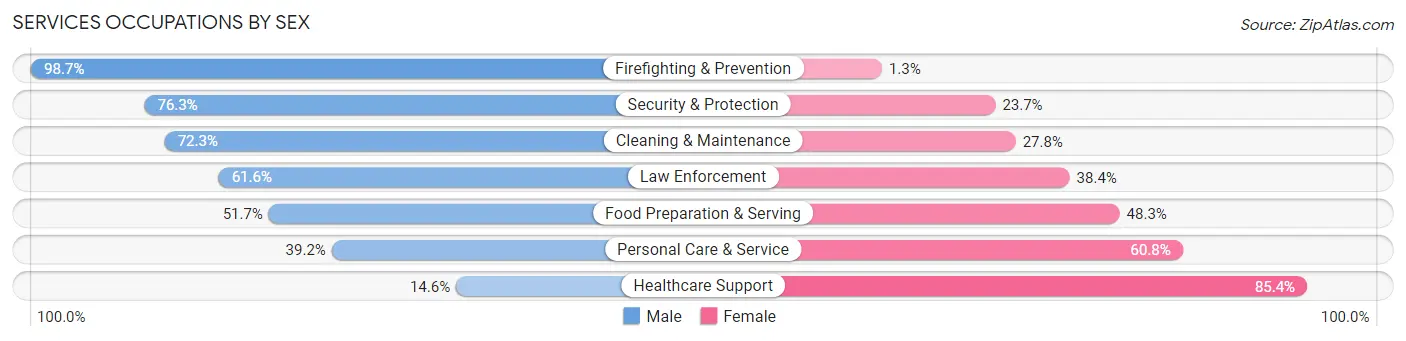 Services Occupations by Sex in Wesley Chapel