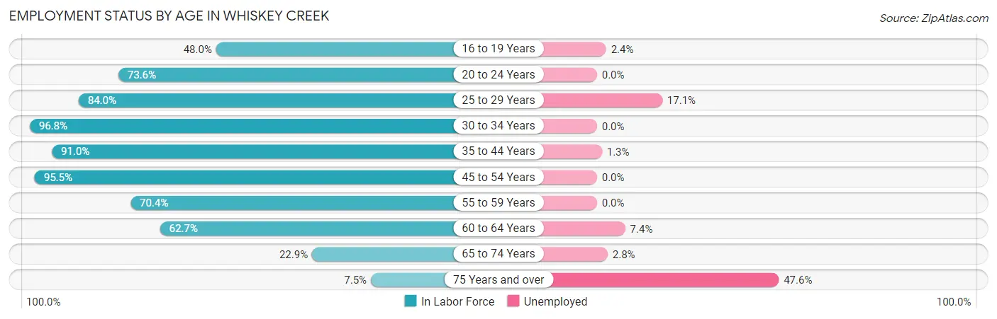 Employment Status by Age in Whiskey Creek