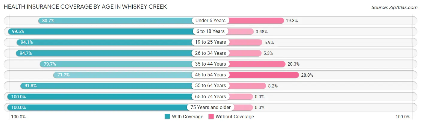 Health Insurance Coverage by Age in Whiskey Creek
