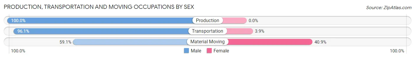 Production, Transportation and Moving Occupations by Sex in Whiskey Creek