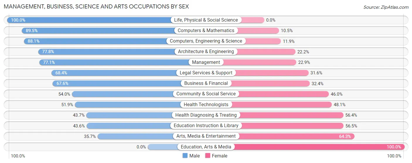 Management, Business, Science and Arts Occupations by Sex in Windermere
