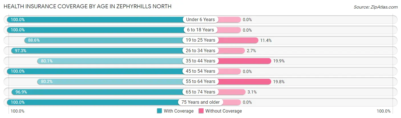 Health Insurance Coverage by Age in Zephyrhills North