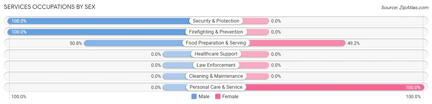 Services Occupations by Sex in Avondale Estates