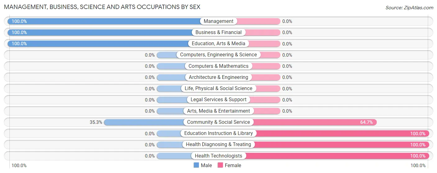 Management, Business, Science and Arts Occupations by Sex in Braswell