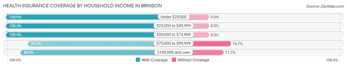 Health Insurance Coverage by Household Income in Brinson