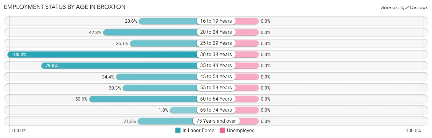 Employment Status by Age in Broxton
