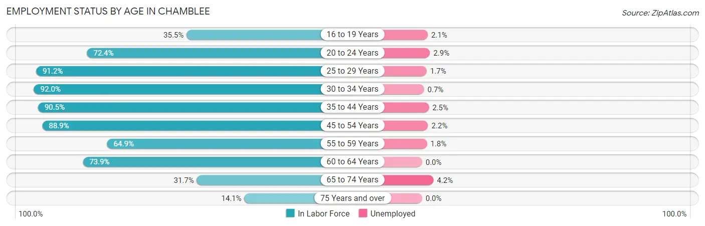 Employment Status by Age in Chamblee