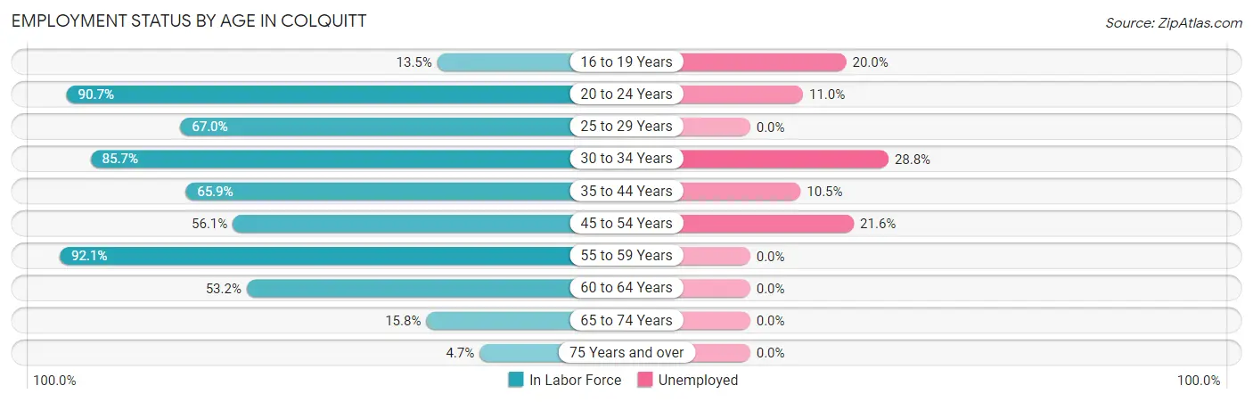 Employment Status by Age in Colquitt