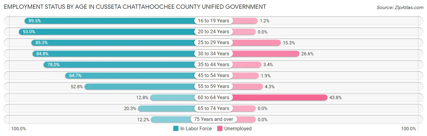 Employment Status by Age in Cusseta Chattahoochee County unified government