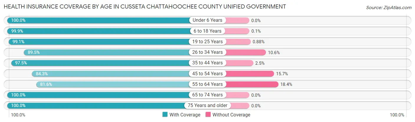 Health Insurance Coverage by Age in Cusseta Chattahoochee County unified government