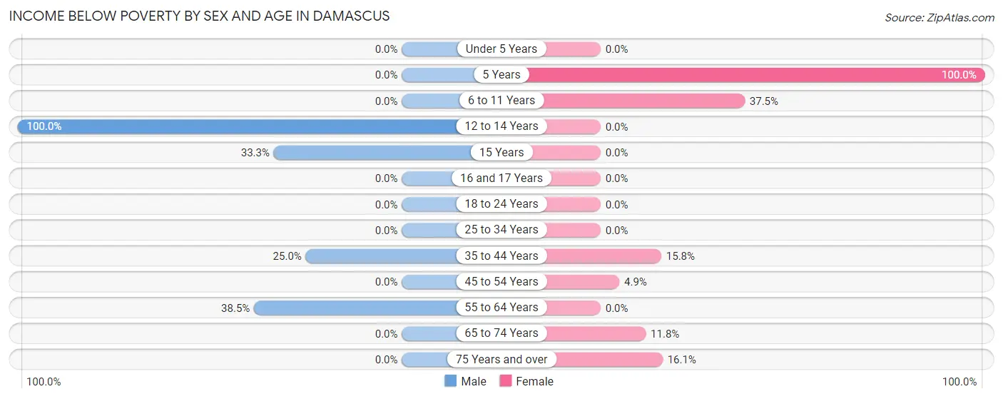 Income Below Poverty by Sex and Age in Damascus