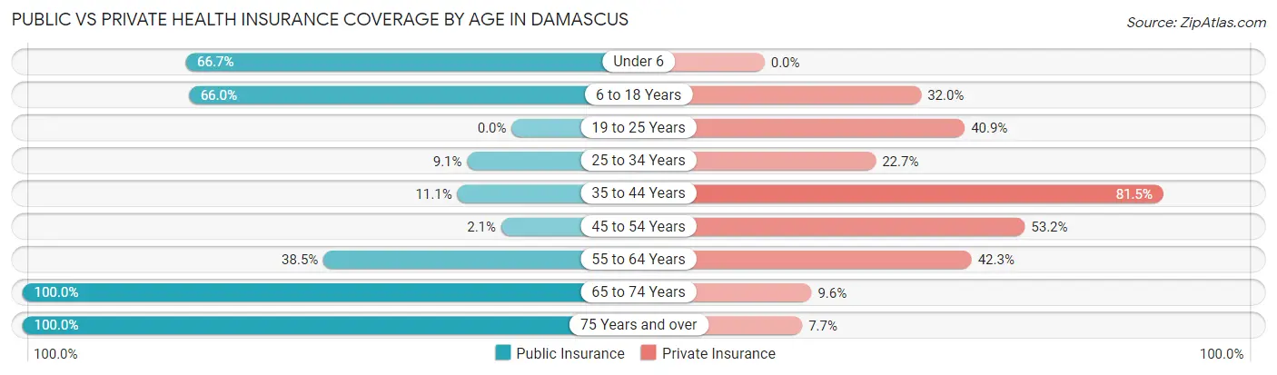 Public vs Private Health Insurance Coverage by Age in Damascus