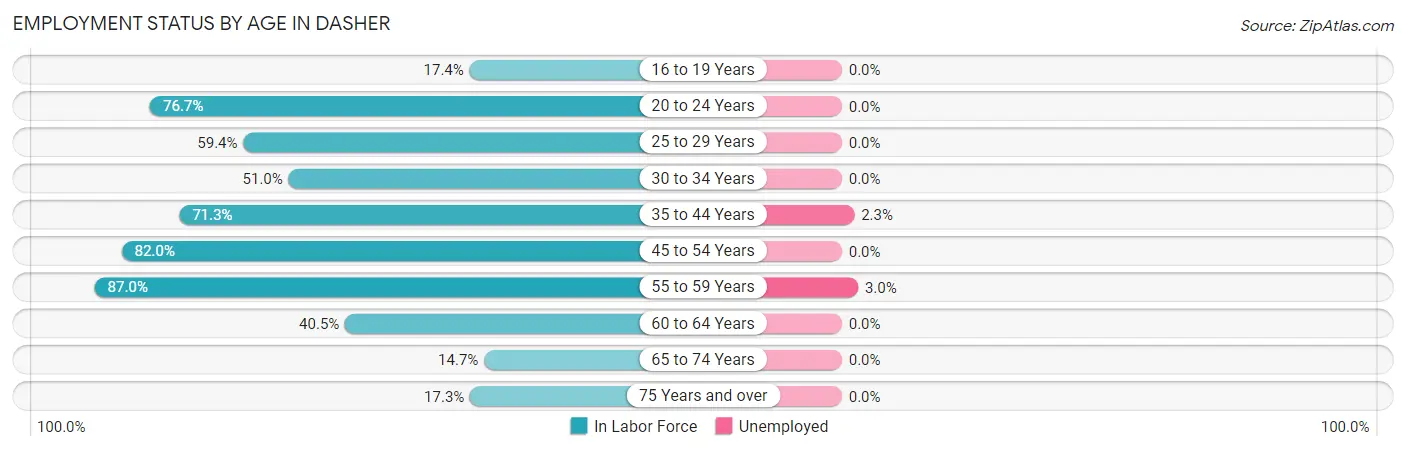 Employment Status by Age in Dasher