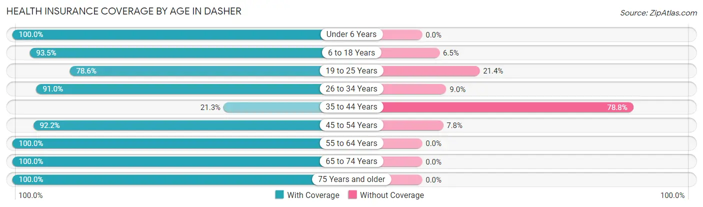 Health Insurance Coverage by Age in Dasher