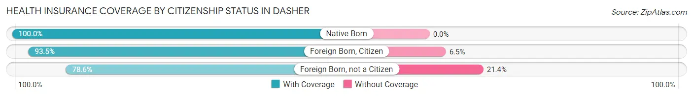 Health Insurance Coverage by Citizenship Status in Dasher