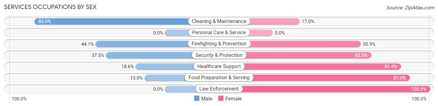 Services Occupations by Sex in Donalsonville