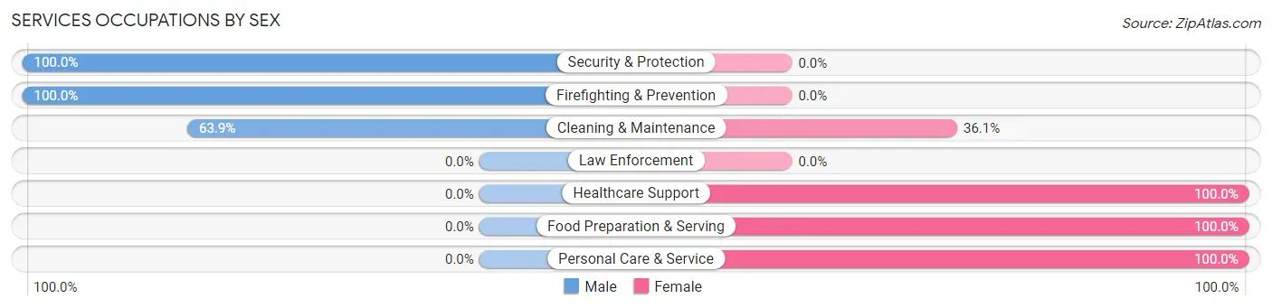 Services Occupations by Sex in Ellaville