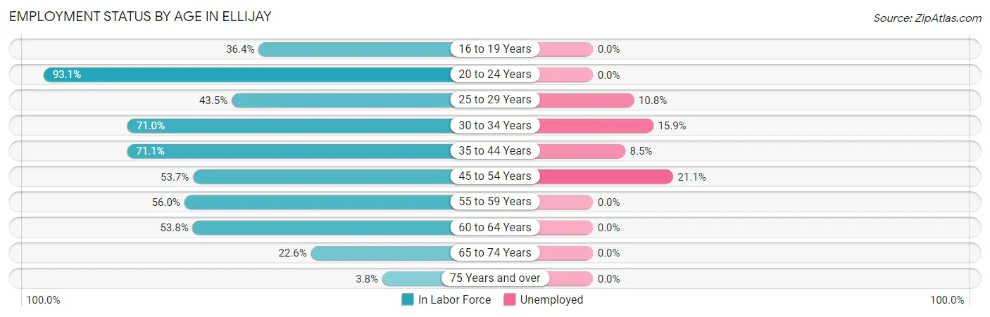 Employment Status by Age in Ellijay