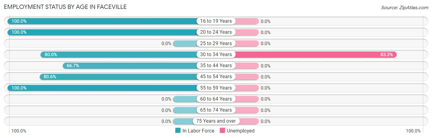 Employment Status by Age in Faceville
