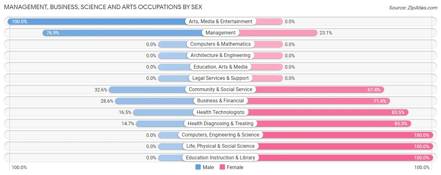 Management, Business, Science and Arts Occupations by Sex in Folkston
