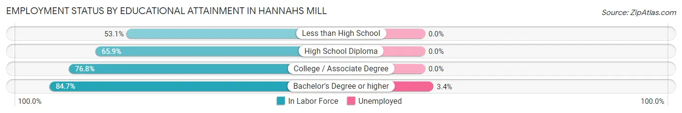 Employment Status by Educational Attainment in Hannahs Mill