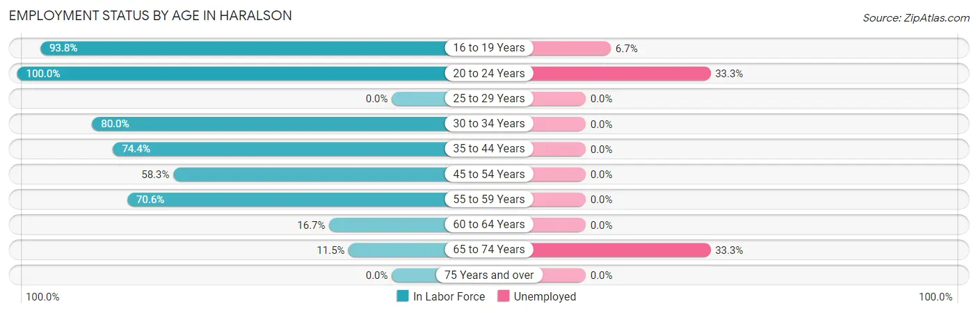Employment Status by Age in Haralson