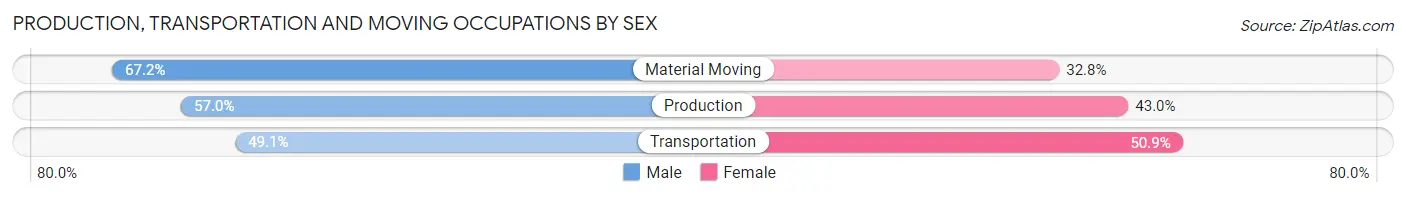 Production, Transportation and Moving Occupations by Sex in Holly Springs