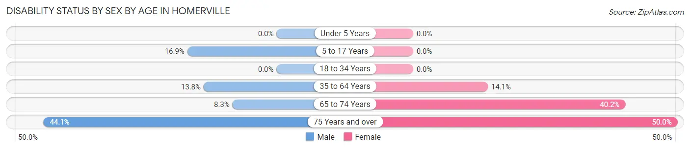 Disability Status by Sex by Age in Homerville