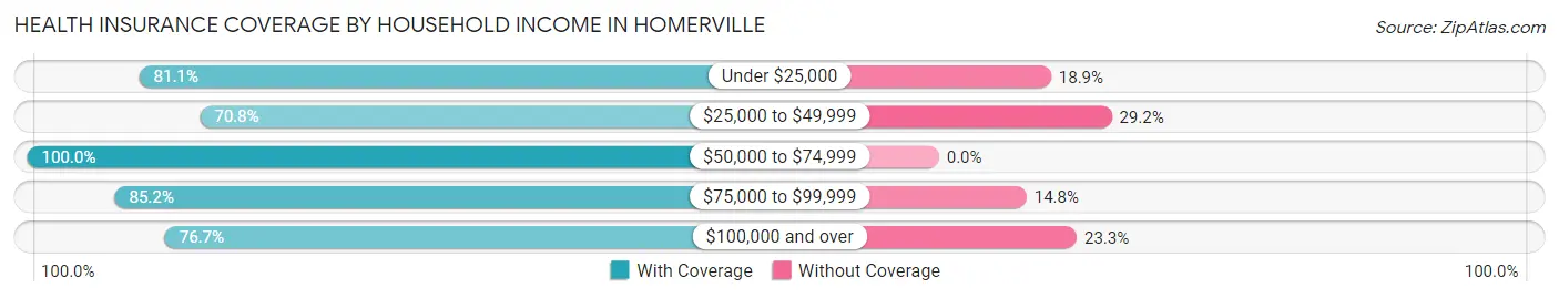 Health Insurance Coverage by Household Income in Homerville