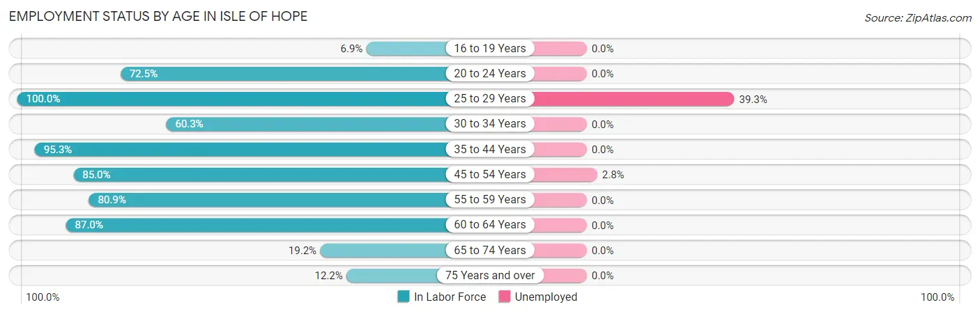 Employment Status by Age in Isle of Hope
