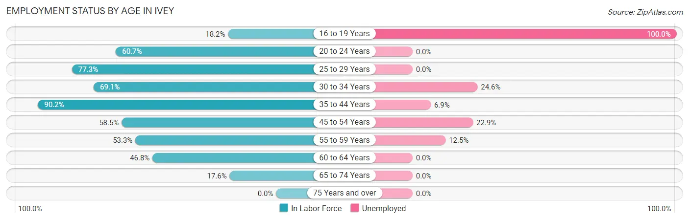 Employment Status by Age in Ivey