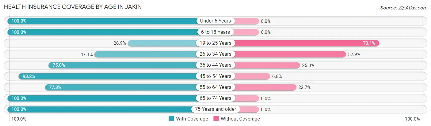 Health Insurance Coverage by Age in Jakin