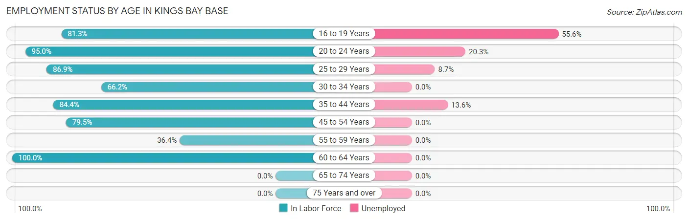 Employment Status by Age in Kings Bay Base