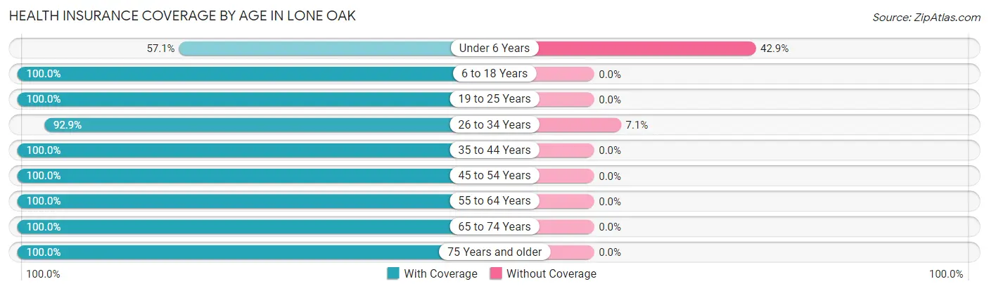 Health Insurance Coverage by Age in Lone Oak