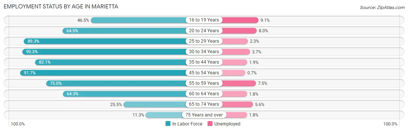 Employment Status by Age in Marietta