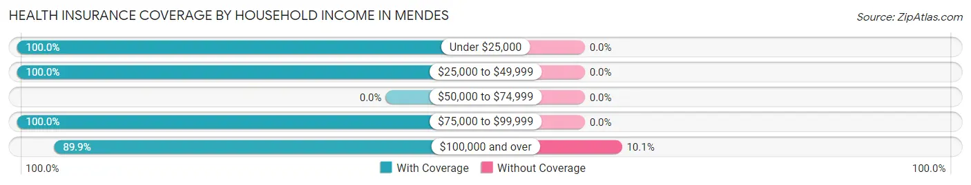 Health Insurance Coverage by Household Income in Mendes
