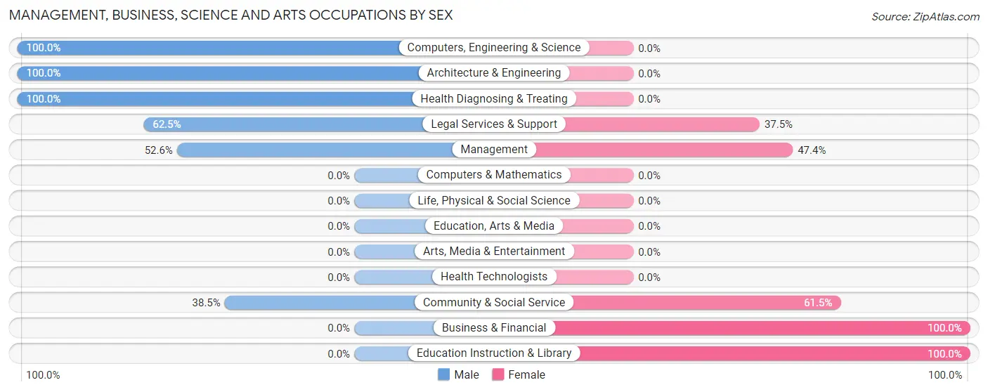 Management, Business, Science and Arts Occupations by Sex in Molena